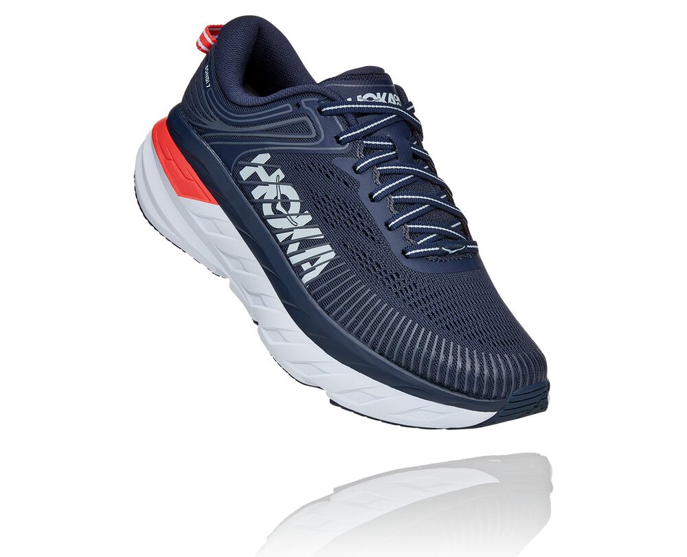 Hoka One One Bondi 7 Löparskor Dam Svarta/Blå - SE-7862094